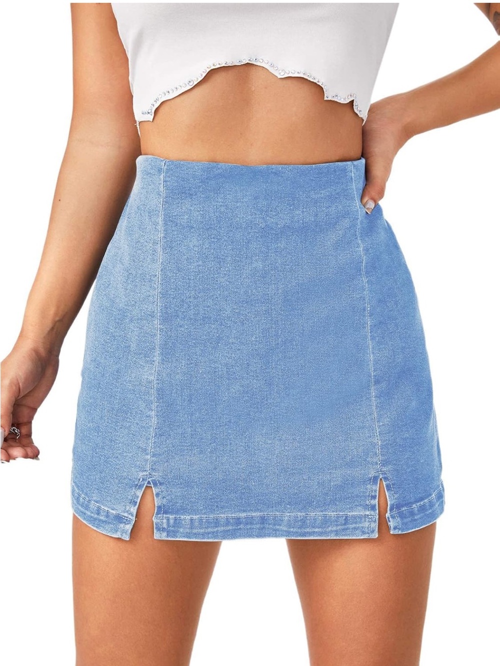 Classic Blue Denim Mini Skort